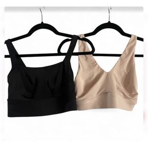 Harper Wilde Bra - Lot Of 2 Soft Wireless Sports Large Bralette Black Nude Tan